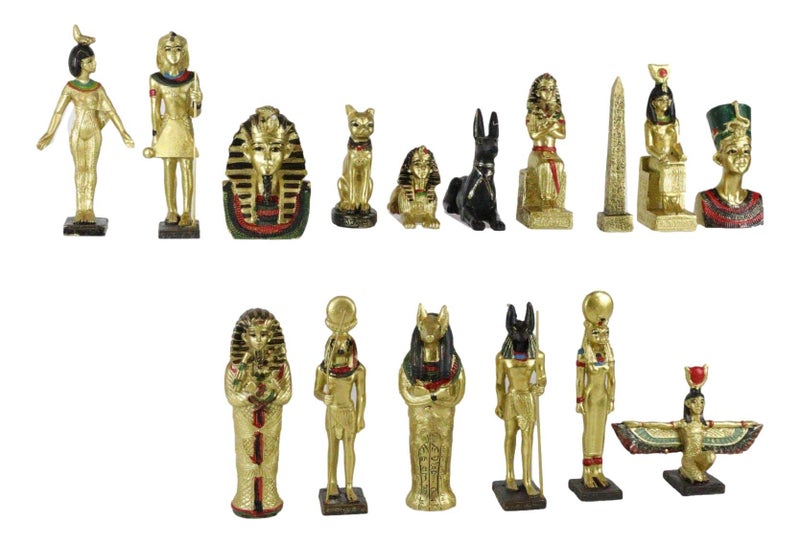 Ebros Gift Ebros Miniature Egyptian Gods and Goddesses Figurine Set of 16 Featuring Anubis Osiris Maat Isis Bastet Sekhmet Obelisk Sphinx King TUT Queen Nefertiti Mummy Hathor Horus and Seth - Image 4